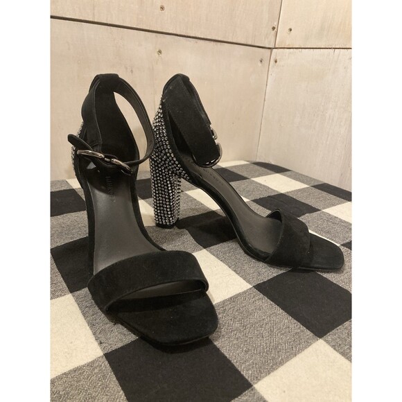 NEW Rebecca Minkoff Black Rhinestone Heels Sparkly Kid Suede Wedding Guest 7 - Picture 3 of 9